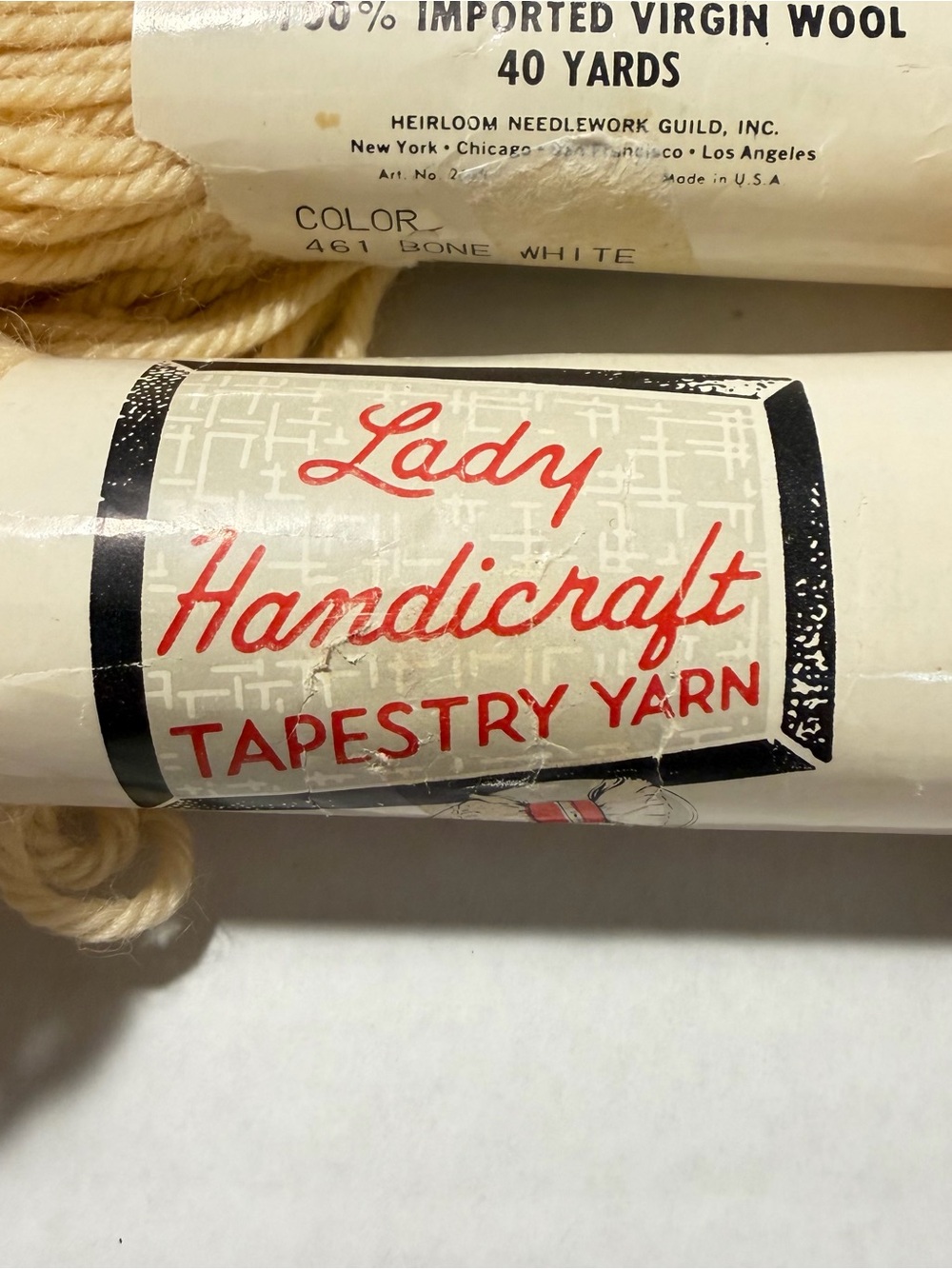 Vintage Lot of 3 Lady Handicraft 100% Imported Virgin Wool #461 Bone White - Picture 2 of 4